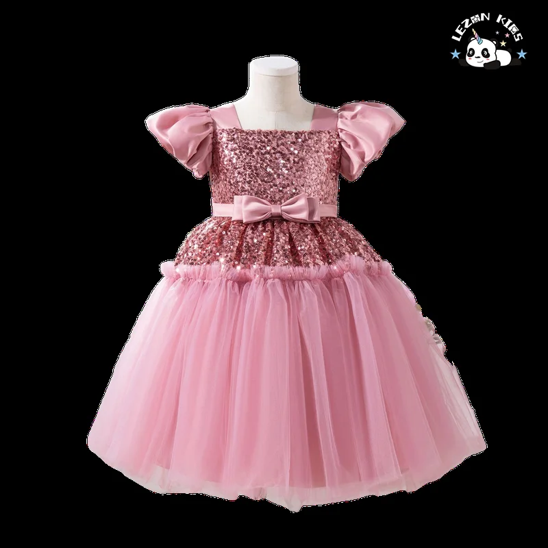 LEZONKIDS - More Popular in 2024 Sequined Puff Princess Dress Puff Sleeve Children's Dance Princess Dress